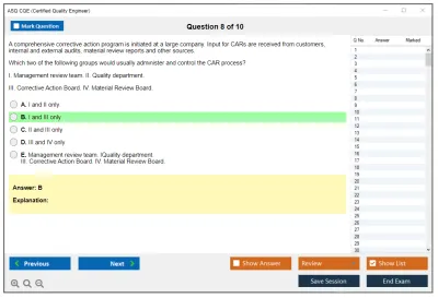 ASQ CQE Certified Quality Engineer Exam Practice test exam simulator test engine exam Prep practice test questions answers Image 8
