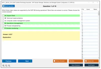 SAP C_SM100_7210 SAP Certified Technology Associate - SAP Solution Manager. Mandatory and Managed System Configuration (7.2 SPS10) Practice test exam simulator test engine exam Prep practice test questions answers Image 1