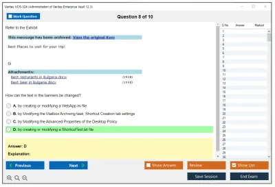Veritas VCS-324 Administration of Veritas Enterprise Vault 12.3 Practice test exam simulator test engine exam Prep practice test questions answers Image 8