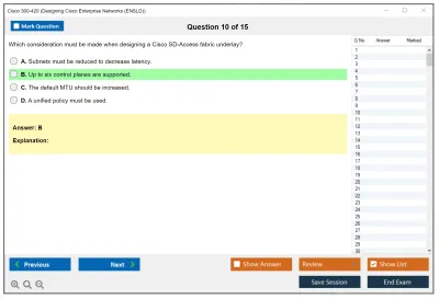 Cisco 300-420 Designing Cisco Enterprise Networks (ENSLD) Practice test exam simulator test engine exam Prep practice test questions answers Image 10