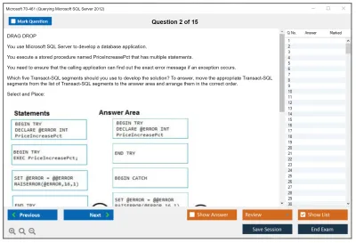 Microsoft 70-461 Querying Microsoft SQL Server 2012 Practice test exam simulator test engine exam Prep practice test questions answers Image 2