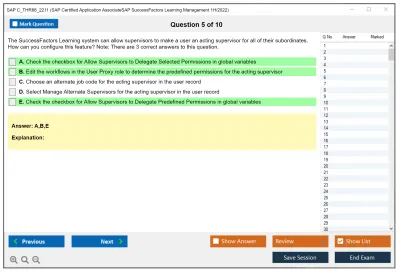 SAP C_THR88_2211 SAP Certified Application AssociateSAP SuccessFactors Learning Management 1H/2022 Practice test exam simulator test engine exam Prep practice test questions answers Image 5