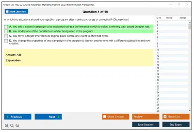 Oracle 1z0-1032-22 Oracle Responsys Marketing Platform 2022 Implementation Professional Practice test exam simulator test engine exam Prep practice test questions answers Image 1