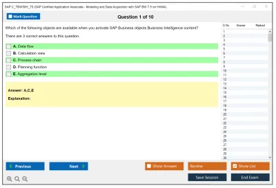 SAP C_TBW50H_75 SAP Certified Application Associate - Modeling and Data Acquisition with SAP BW 7.5 on HANA Practice test exam simulator test engine exam Prep practice test questions answers Image 1