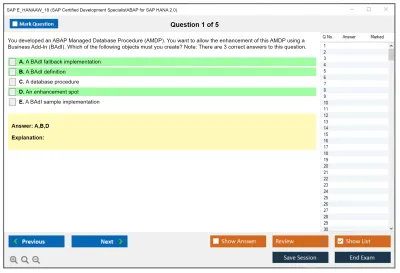 SAP E_HANAAW_18 SAP Certified Development SpecialistABAP for SAP HANA 2.0 Practice test exam simulator test engine exam Prep practice test questions answers Image 1