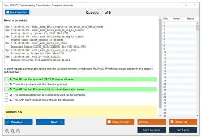 Cisco 300-370 Troubleshooting Cisco Wireless Enterprise Networks Practice test exam simulator test engine exam Prep practice test questions answers Image 1