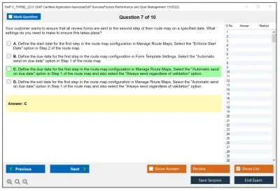 SAP C_THR82_2211 SAP Certified Application AssociateSAP SuccessFactors Performance and Goal Management 1H/2022 Practice test exam simulator test engine exam Prep practice test questions answers Image 7