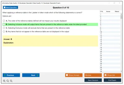 Informatica Data-Quality-10-Developer-Specialist Data Quality 10: Developer Specialist Exam Practice test exam simulator test engine exam Prep practice test questions answers Image 8
