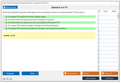 Juniper JN0-349 Enterprise Routing and Switching - Specialist (JNCIS-ENT) Practice test exam simulator test engine exam Prep practice test questions answers Image 4