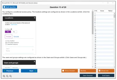 Microsoft MS-101 Microsoft 365 Mobility and Security Practice test exam simulator test engine exam Prep practice test questions answers Image 13