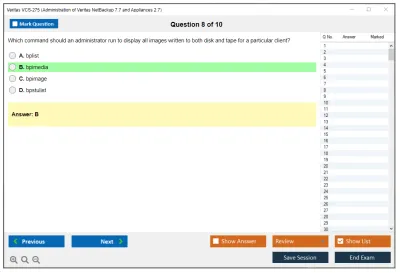 Veritas VCS-275 Administration of Veritas NetBackup 7.7 and NetBackup Appliances 2.7 Practice test exam simulator test engine exam Prep practice test questions answers Image 8