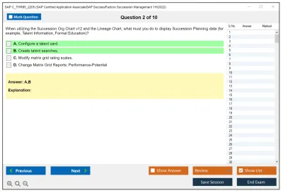 SAP C_THR85_2205 SAP Certified Application AssociateSAP SuccessFactors Succession Management 1H/2022 Practice test exam simulator test engine exam Prep practice test questions answers Image 2