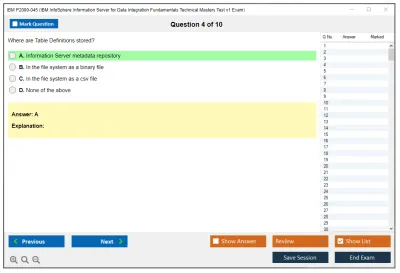 IBM P2090-045 IBM InfoSphere Information Server for Data Integration Fundamentals Technical Mastery Test v1 Exam Practice test exam simulator test engine exam Prep practice test questions answers Image 4