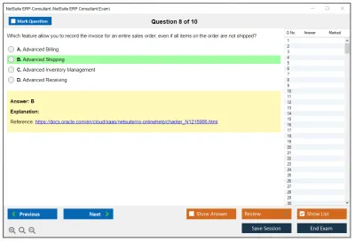 NetSuite ERP-Consultant NetSuite ERP Consultant Exam Practice test exam simulator test engine exam Prep practice test questions answers Image 8