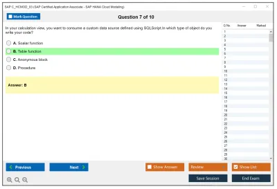 SAP C_HCMOD_03 SAP Certified Application Associate - SAP HANA Cloud Modeling Practice test exam simulator test engine exam Prep practice test questions answers Image 7