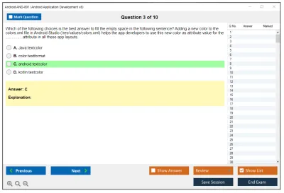 Android AND-801 Android Application Development v8 Practice test exam simulator test engine exam Prep practice test questions answers Image 3