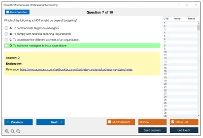 Cima BA2 Fundamentals of Management Accounting Practice test exam simulator test engine exam Prep practice test questions answers Image 7