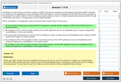 Amazon AWS SAA-C03 AWS Certified Solutions Architect - Associate (SAA-C03) Practice test exam simulator test engine exam Prep practice test questions answers Image 7