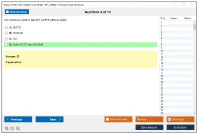 Infosys TFINCTAPLIXM2001 AS-TFINCTAPLIXM2001-FTXA200 Core Technical Practice test exam simulator test engine exam Prep practice test questions answers Image 4