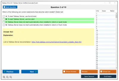 Tableau SCA-C01 Tableau Server Certified Associate Exam Practice test exam simulator test engine exam Prep practice test questions answers Image 3