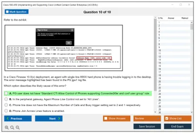 Cisco 500-450 Implementing and Supporting Cisco Unified Contact Center Enterprise (UCCEIS) Practice test exam simulator test engine exam Prep practice test questions answers Image 10