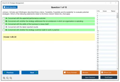 Cima E3 E3 - Strategic Management Practice test exam simulator test engine exam Prep practice test questions answers Image 1