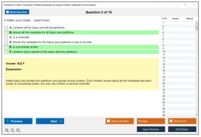 Confluent CCDAK Confluent Certified Developer for Apache Kafka Certification Examination Practice test exam simulator test engine exam Prep practice test questions answers Image 2