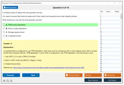 Microsoft 70-745 Implementing a Software-Defined Datacenter Practice test exam simulator test engine exam Prep practice test questions answers Image 8