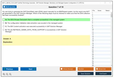 SAP C_SM100_7210 SAP Certified Technology Associate - SAP Solution Manager. Mandatory and Managed System Configuration (7.2 SPS10) Practice test exam simulator test engine exam Prep practice test questions answers Image 7
