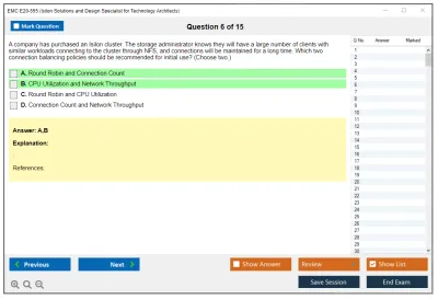 EMC E20-555 Isilon Solutions and Design Specialist Exam for Technology Architects Practice test exam simulator test engine exam Prep practice test questions answers Image 6
