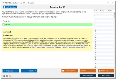 HP HPE2-W09 Aruba Data Center Network Specialist Exam Practice test exam simulator test engine exam Prep practice test questions answers Image 1