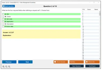 Oracle 1z0-521 Oracle EBS R12.1 Order Management Essentials Practice test exam simulator test engine exam Prep practice test questions answers Image 2