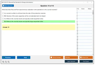 EMC E20-575 Specialist-System Administrator, RecoverPoint Version 2.0 Practice test exam simulator test engine exam Prep practice test questions answers Image 10