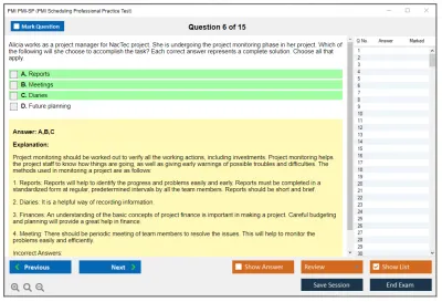 PMI PMI-SP PMI Scheduling Professional Practice test exam simulator test engine exam Prep practice test questions answers Image 6