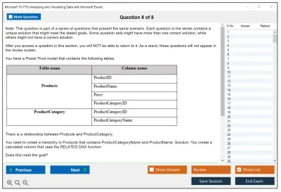 Microsoft 70-779 Analyzing and Visualizing Data with Microsoft Excel Practice test exam simulator test engine exam Prep practice test questions answers Image 8