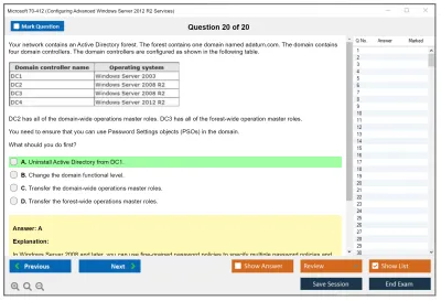 Microsoft 70-412 Configuring Advanced Windows Server 2012 R2 Services Practice test exam simulator test engine exam Prep practice test questions answers Image 20
