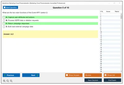 Salesforce Marketing-Cloud-Personalization Marketing Cloud Personalization Accredited Professional Practice test exam simulator test engine exam Prep practice test questions answers Image 5