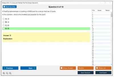 Netapp NS0-173 Cisco and NetApp FlexPod Design Specialist Practice test exam simulator test engine exam Prep practice test questions answers Image 6