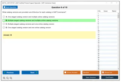 SAP E_C4HYCP1811 SAP Certified Product Support Specialist - SAP Commerce Practice test exam simulator test engine exam Prep practice test questions answers Image 6