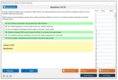 VMware 5V0-21.21 VMware HCI Master Specialist Practice test exam simulator test engine exam Prep practice test questions answers Image 5