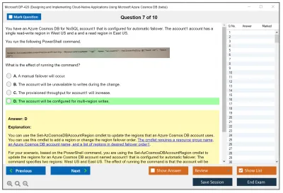 Microsoft DP-420 Designing and Implementing Cloud-Native Applications Using Microsoft Azure Cosmos DB Practice test exam simulator test engine exam Prep practice test questions answers Image 7