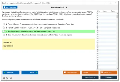 Salesforce Integration-Architect Salesforce Certified Integration Architect Practice test exam simulator test engine exam Prep practice test questions answers Image 8