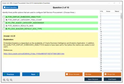 Oracle 1z0-1065 Oracle Procurement Cloud 2019 Implementation Essentials Practice test exam simulator test engine exam Prep practice test questions answers Image 2