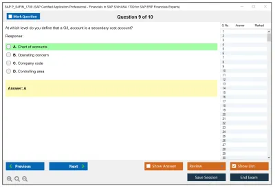 SAP P_S4FIN_1709 SAP Certified Application Professional - Financials in SAP S/4HANA 1709 for SAP ERP Financials Experts Practice test exam simulator test engine exam Prep practice test questions answers Image 9