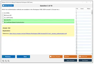 VMware 2V0-61.20 VMware Professional Workspace ONE Exam Practice test exam simulator test engine exam Prep practice test questions answers Image 3