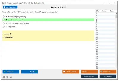 Google Google-Analytics Google Analytics Individual Qualification (IQ) Practice test exam simulator test engine exam Prep practice test questions answers Image 9