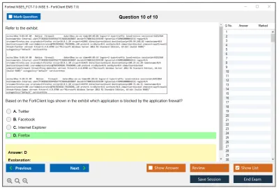 Fortinet NSE5_FCT-7.0 NSE5_FCT-7.0 NSE 5 - FortiClient EMS 7.0 Practice test exam simulator test engine exam Prep practice test questions answers Image 10