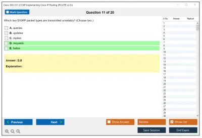Cisco 300-101 CCNP Implementing Cisco IP Routing (ROUTE v2.0) Practice test exam simulator test engine exam Prep practice test questions answers Image 11