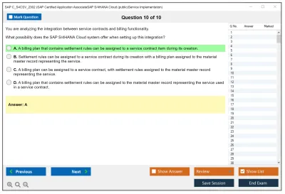SAP C_S4CSV_2302 SAP Certified Application AssociateSAP S/4HANA Cloud (public)Service Implementation Practice test exam simulator test engine exam Prep practice test questions answers Image 10