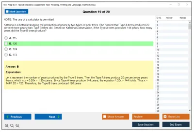 Test Prep SAT-Test Scholastic Assessment Test: Reading, Writing and Language, Mathematics Practice test exam simulator test engine exam Prep practice test questions answers Image 19